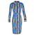 Diane Von Furstenberg Printed Long-Sleeve Dress in Blue Silk  ref.1342844