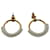 Boucles d'oreilles Hermès Loop Hoop en cuir blanc  ref.1342904