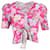 Sandro Paris Top con estampado floral y mangas abullonadas en lino rosa Becky  ref.1342925