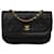 Pelle di agnello trapuntata Chanel 24Borsa con patta foderata a mezzaluna K Gold Nero Tela  ref.1346721