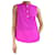 Claudie Pierlot Blusa magenta senza maniche con volant - taglia UK 8 Porpora Seta  ref.1347324