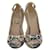 Gucci Floral Horsebit Ankle Strap Charlotte Wedge Sandals Indigo White Light blue Cloth  ref.1347374