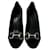 Escarpins à talons ouverts en satin noir avec mors Gucci Hollywood.  ref.1347375