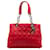 Bolsa de compras macia Dior Red Medium Lambskin Cannage Lady Dior Vermelho Couro  ref.1347382