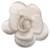 Broche de camelia de seda con logo CC en marfil de Chanel Crudo Lienzo  ref.1347663