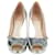 Christian Dior Dior Silver Leather Platform Peep Toe Pumps Silvery  ref.1348755