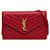 Portafoglio a busta Saint Laurent Grain de Poudre con monogramma Chevron Matelasse su catena rossa Rosso Pelle  ref.1349049