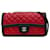 Rote Chanel-Umhängetasche mit mittlerer grafischer Klappe Leder  ref.1351029