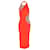 Balmain Vestido con cuello halter adornado con cristales en viscosa naranja Fibra de celulosa  ref.1351645