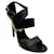 Autre Marque Jimmy Choo Schwarz / Hellbraune Sandalen mit Knöchelriemen aus Leder  ref.1354739