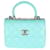 Chanel 24C Turquoise Quilted Lambskin Mini Trendy Top Handle Blue Leather  ref.1354876