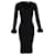 Vestido de malha com decote em V Michael Kors em viscose preta Preto Fibra de celulose  ref.1355267