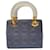 Christian Dior Mini Lady Dior Handtasche aus blaugrauem Satin Mehrfarben Leder  ref.1360242
