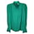 Isabel Marant Camisa con botones y cuello con volantes en seda verde  ref.1360717