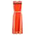 Victoria Beckham Pleated Colorblock Midi Dress in Orange Silk  ref.1361319