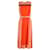 Victoria Beckham Vestido midi plissado colorblock em seda laranja  ref.1361319