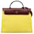 Hermès Yellow Toile Herbag Zip 31 Dark red Pony-style calfskin Cloth  ref.1361819