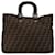 Fendi Brown Large Zucca Twins Tote Leather Cloth Pony-style calfskin Cloth  ref.1361834