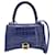 Balenciaga Small Croc-Embossed Hourglass Top Handle Bag in Blue Calfskin Leather Pony-style calfskin  ref.1363118