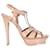 Saint Laurent Tribute Platform Sandals in Nude Patent Leather Brown Flesh  ref.1365492