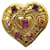 Other jewelry VINTAGE BROOCH CHRISTIAN LACROIX HEART GLASS BEADS CHRISTMAS 1992 METAL BROOCH Golden  ref.1367896