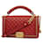 Chanel Boy Roja Cuero  ref.1368764