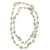 Chanel Colar longo de pérolas com logotipo clássico de cristal em caixa com recibo. Prata Metal  ref.1369458