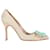 Décolleté Manolo Blahnik Gibi decorate in tela beige Marrone  ref.1369752