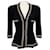 Autre Marque Chanel Black Cotton Ribbed Cardigan with Gold Chain Trim  ref.1370822