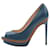 Zapatos de tacón con plataforma de color pavo real con punta abierta de cuero Fendi Talla 39EU Azul  ref.1370887