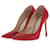 JIMMY CHOO Escarpins T.EU 38 Daim Suede Rouge  ref.1371060