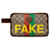 Gucci Brown GG Supreme Fake/Not Cosmetic Pouch Beige Leather Cloth Pony-style calfskin Cloth  ref.1371906