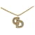 Dior Gold Logo Rhinestone Pendant Necklace Golden Metal Gold-plated  ref.1371925