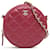 Chanel Embreagem redonda em pele de cordeiro acolchoada vermelha com corrente Vermelho Couro  ref.1371936