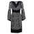 Diane Von Furstenberg Robe portefeuille DvF Abby avec manches cloche, en soie pure Noir Blanc  ref.1372225