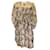 Autre Marque Vestido de gasa de seda con estampado de plumas en color topo de Bally Beige  ref.1374412