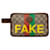 Brown Gucci GG Supreme Fake/Not Cosmetic Pouch Clutch Bag Leather  ref.1374428