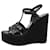 Saint Laurent Black Tribute woven leather wedge sandals - size EU 38.5  ref.1374931