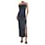 Maje Black ruched midi slip dress - size UK 8 Polyester  ref.1374936