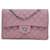 Timeless Chanel Pequeño Clásico Solapa Rosa Plata  ref.1375181