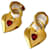 Boucles d’oreilles cœur cadenas Chanel vintage Métal Rouge Bijouterie dorée  ref.1375507