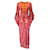 Autre Marque Figue Fuchsia Multi Belted Printed Silk Maxi Dress Pink  ref.1375671