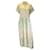 Autre Marque Vestido largo de algodón con botones y manga corta con bordado multicolor de Novis Blanco  ref.1375675