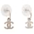 Chanel Boucles d'oreilles strass CC argentées  ref.1376993