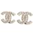 Chanel Silberne CC-Ohrringe mit Strass  ref.1377022