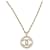NEW CHANEL NECKLACE CC LOGO PENDANT STRASS IN GOLD METAL 60/63 NECKLACE Golden  ref.1377754