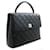 Borsa CHANEL Caviar Borsa con manico superiore Kelly Black Flap Leather Gold Nero Pelle  ref.1378054