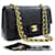 CHANEL Classic forrado com aba 9" bolsa de ombro com corrente em pele de cordeiro preta Preto Couro  ref.1378055