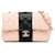 Chanel Rosa Mini Retangular Bi-Listra Clássica Aba Única em Pele de Cordeiro Couro  ref.1379562