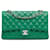 Chanel Aba forrada de pele de cordeiro clássica média verde Couro  ref.1379576